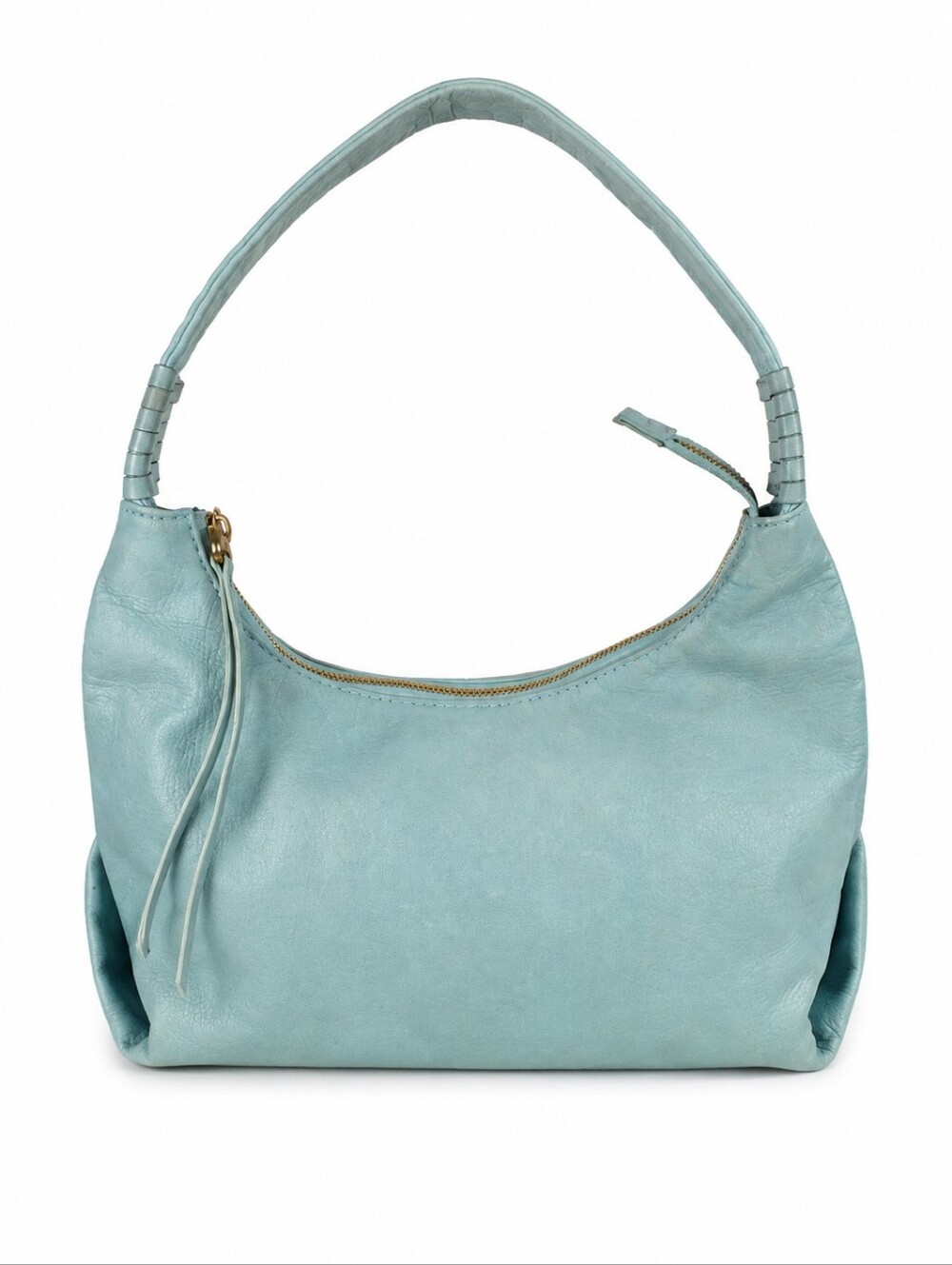 HOBO Aqua Blue Pebbled Leather Hobo Shoulder Bag Soft Slouch Purse